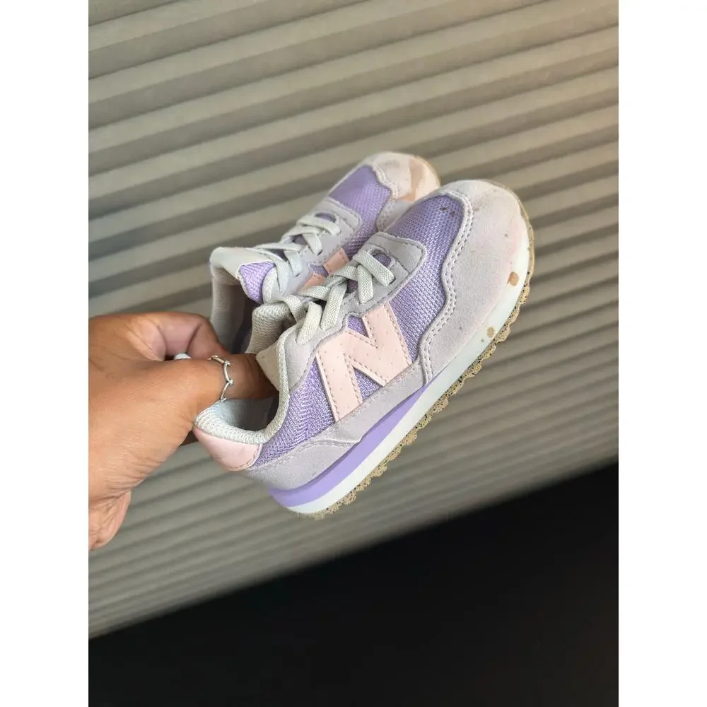 New Balance IH237HL Kids Size 10 Purple Pink Sneakers Running Shoes Hook Lace